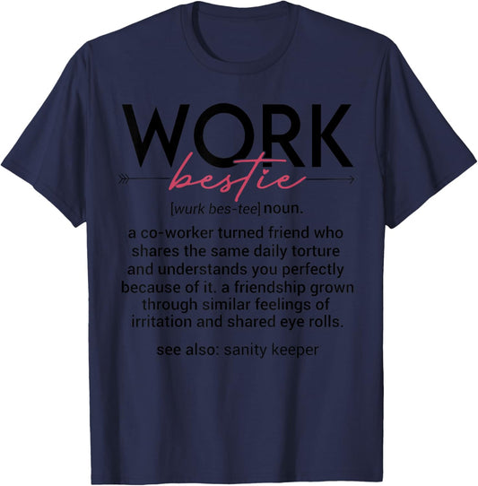 Vintage Work Bestie Definition Teachers Nurses Boss Women T-Shirt - T-Shirt | Navy