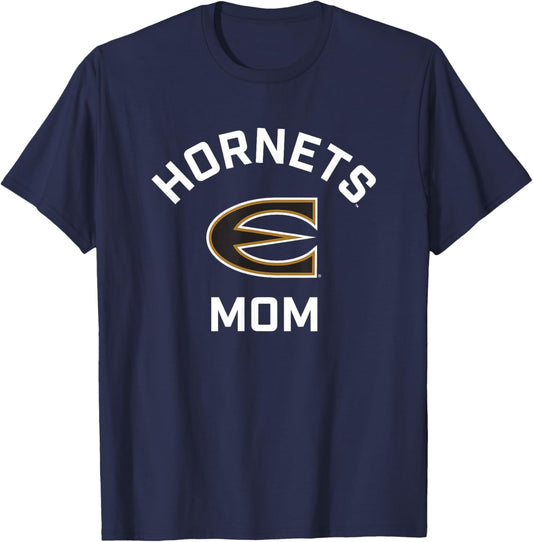 Emporia State University ESU Hornets Arched Mom T-Shirt - T-Shirt | Navy
