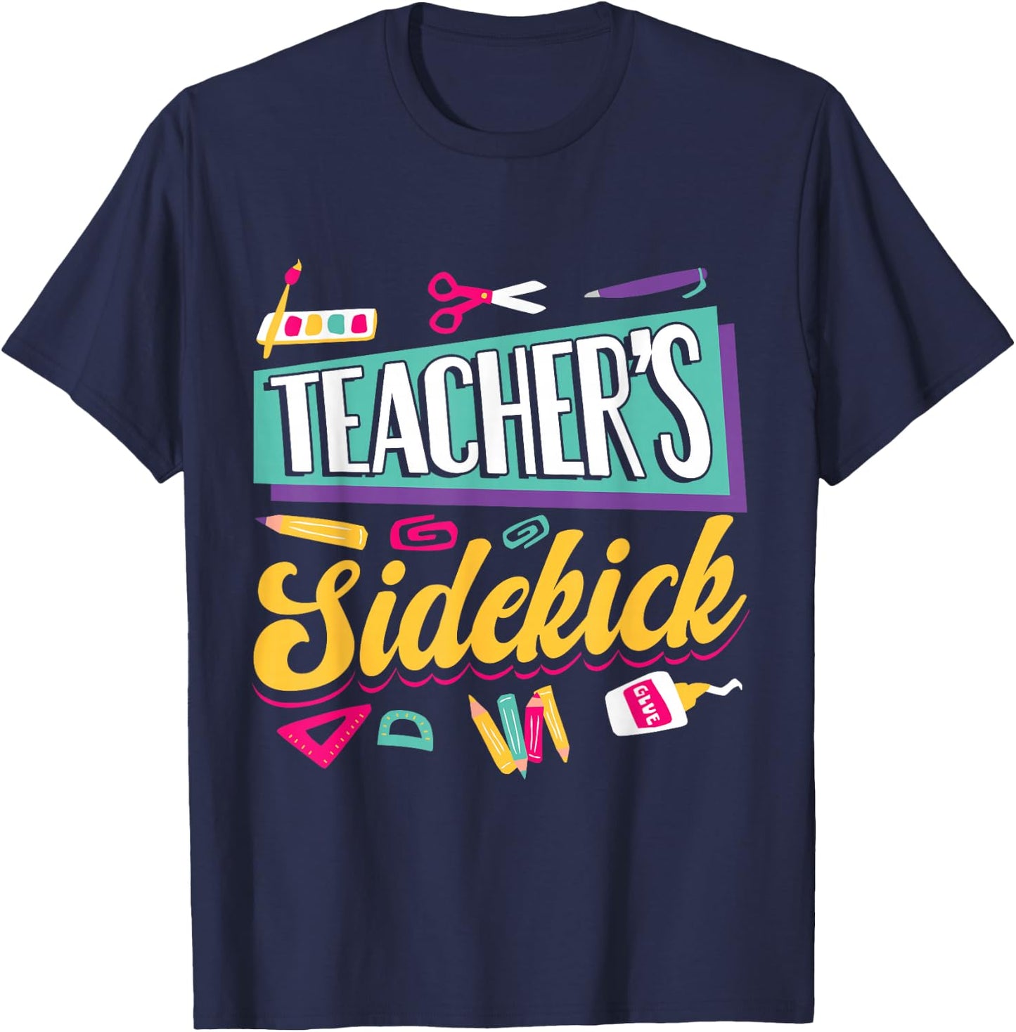 Teacher's Sidekick Teacher Assisting Teaching Assistant T-Shirt - T-Shirt | Navy