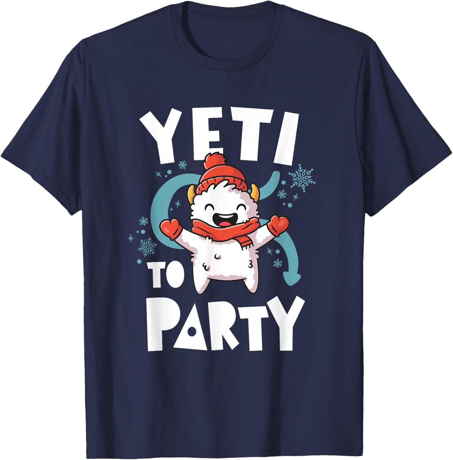 Cute Yeti To Party Ugly Christmas Vacation Kawaii Yeti T-Shirt - T-Shirt | Navy