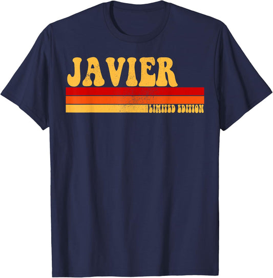 JAVIER Name Personalized Idea Men Retro Vintage JAVIER T-Shirt - T-Shirt | Navy
