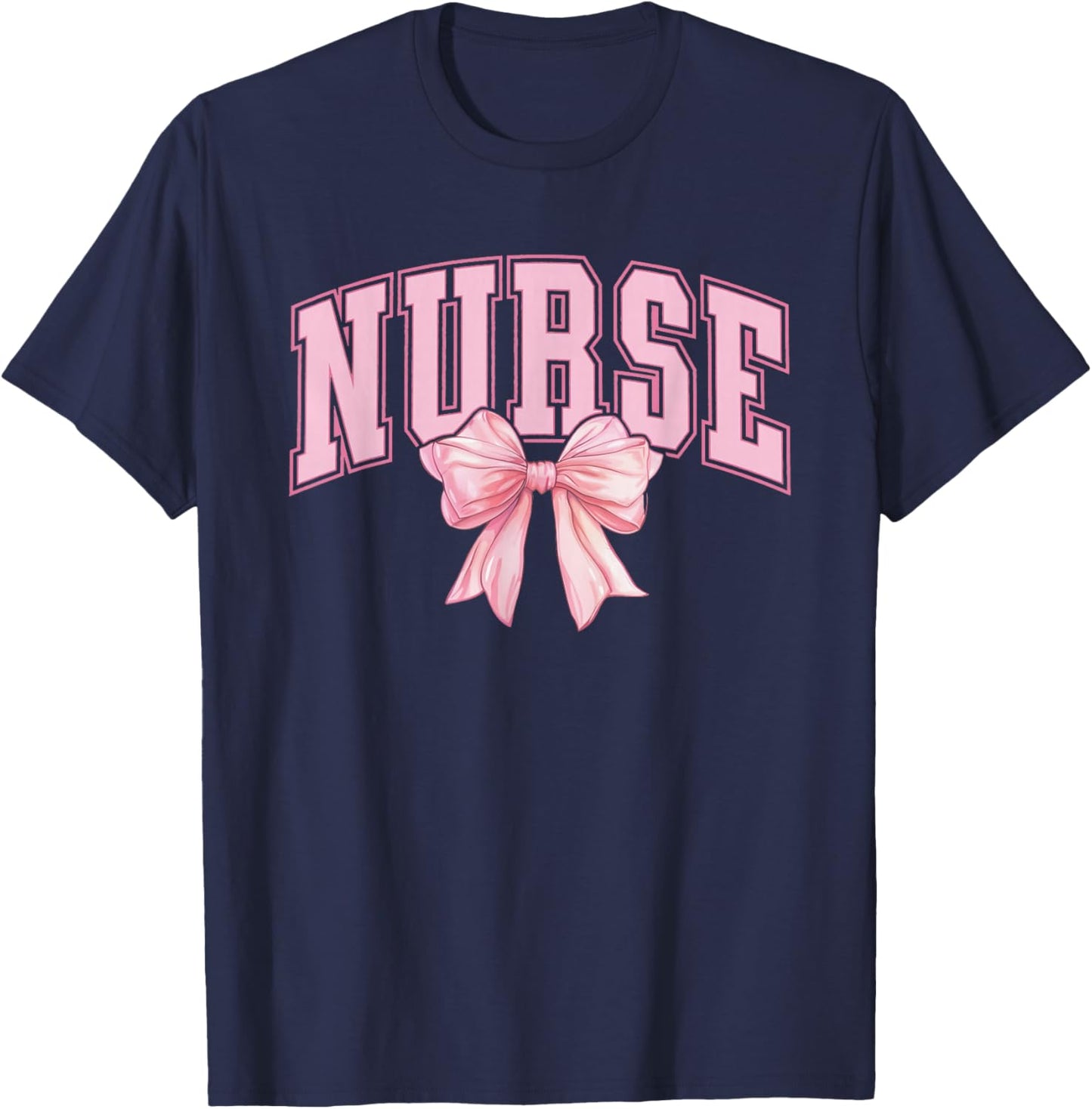 Coquette NICU Nurse Pink Bow Neonatal Intensive Care Unit T-Shirt - T-Shirt | Navy