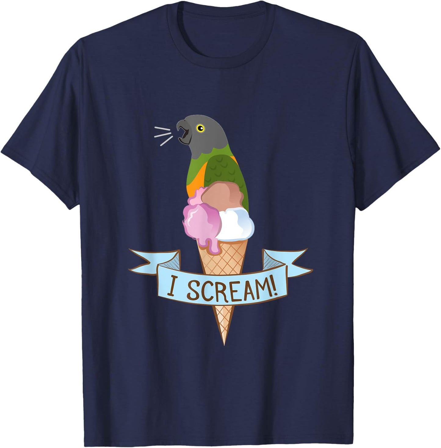 Senegal Parrot Ice Cream T-Shirt - T-Shirt | Navy