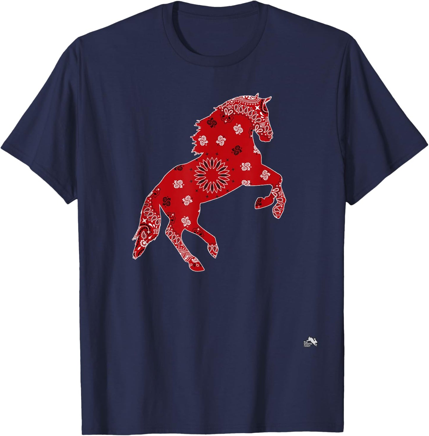 Horse Bandana Pattern - Riding Art T-Shirt - T-Shirt | Navy
