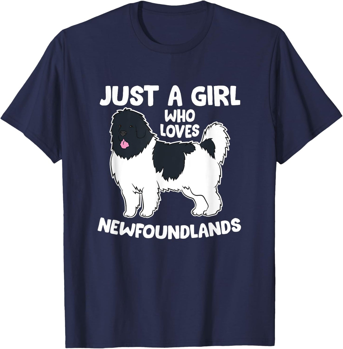 Just a Girl Who Loves Newfoundland Dogs T-Shirt - T-Shirt | Navy