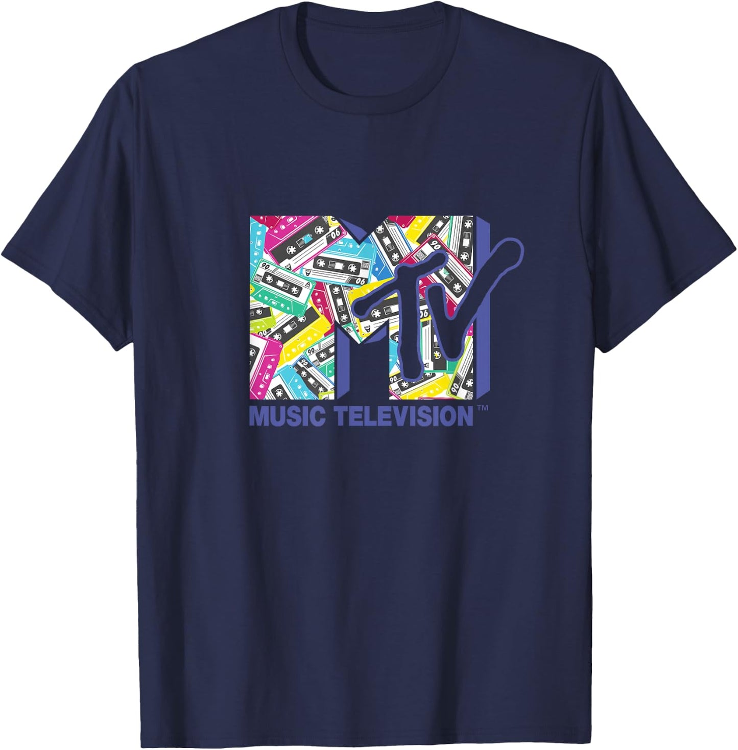 Mademark x MTV - The official MTV Logo with the classic 80s tapes T-Shirt - T-Shirt | Navy