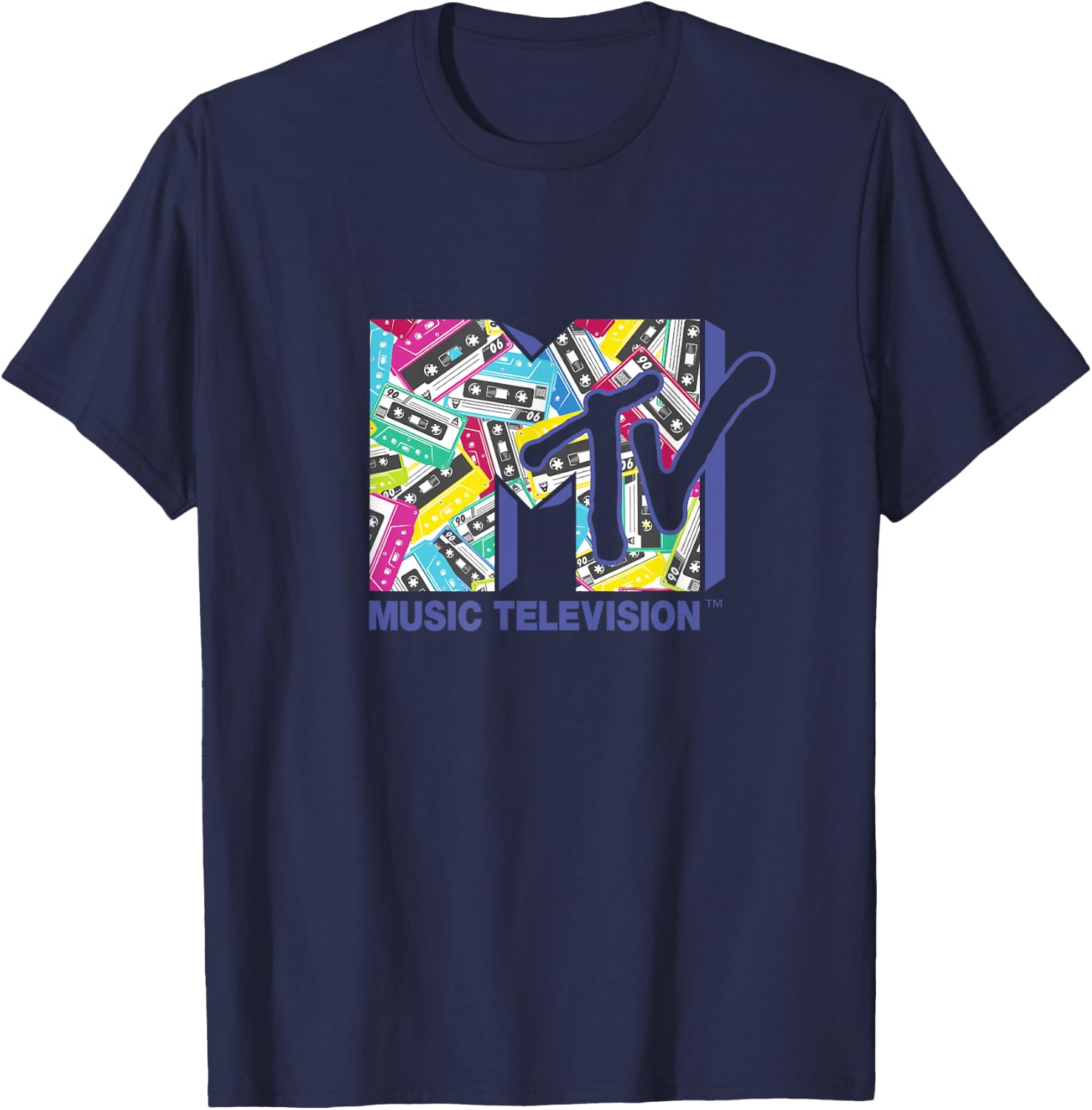 Mademark x MTV - The official MTV Logo with the classic 80s tapes T-Shirt - T-Shirt | Navy