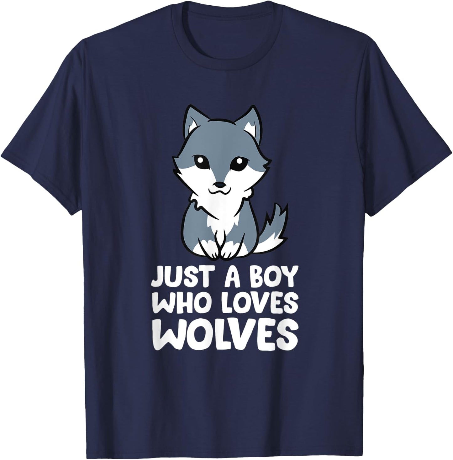 Just a Boy Who Loves Wolves T-Shirt - T-Shirt | Navy