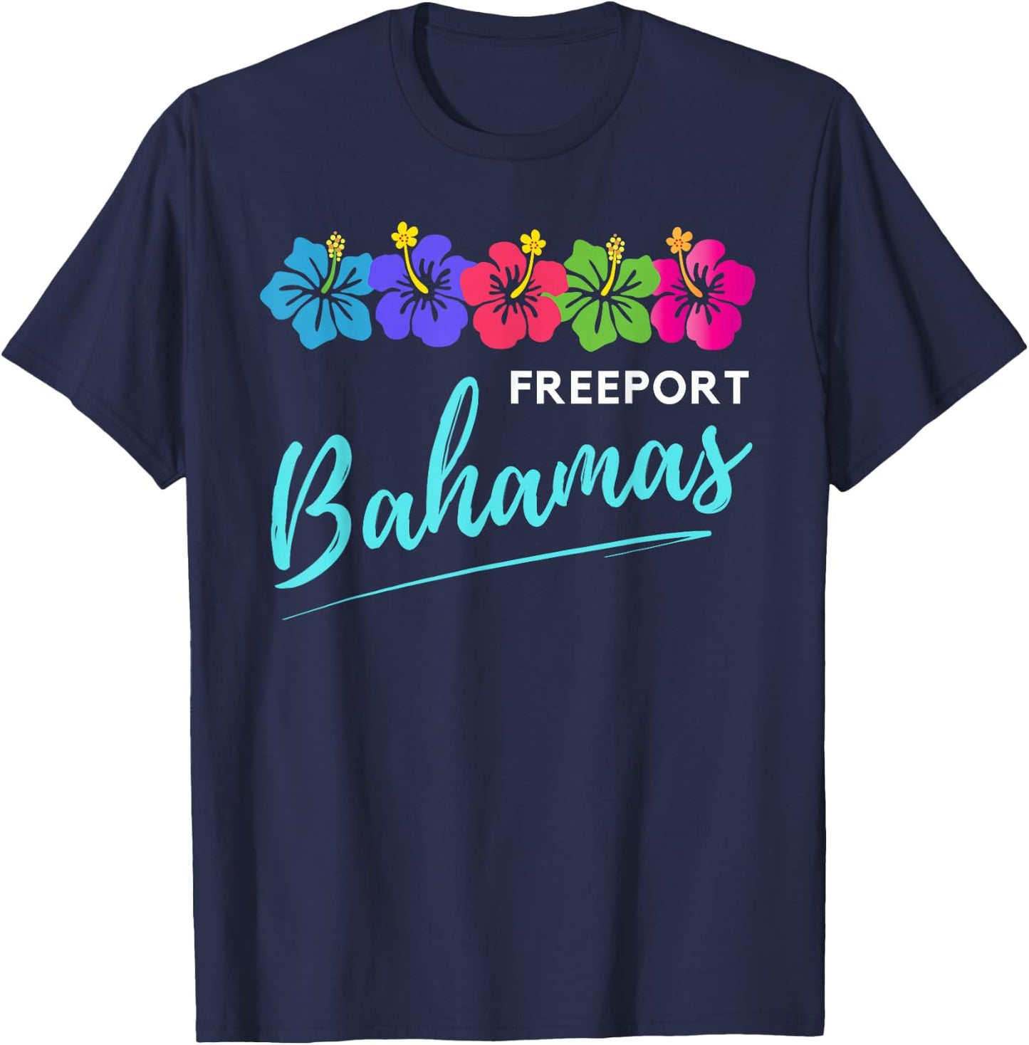 Freeport Bahamas Tropical Flower Beach Vacation Family Group T-Shirt - T-Shirt | Navy