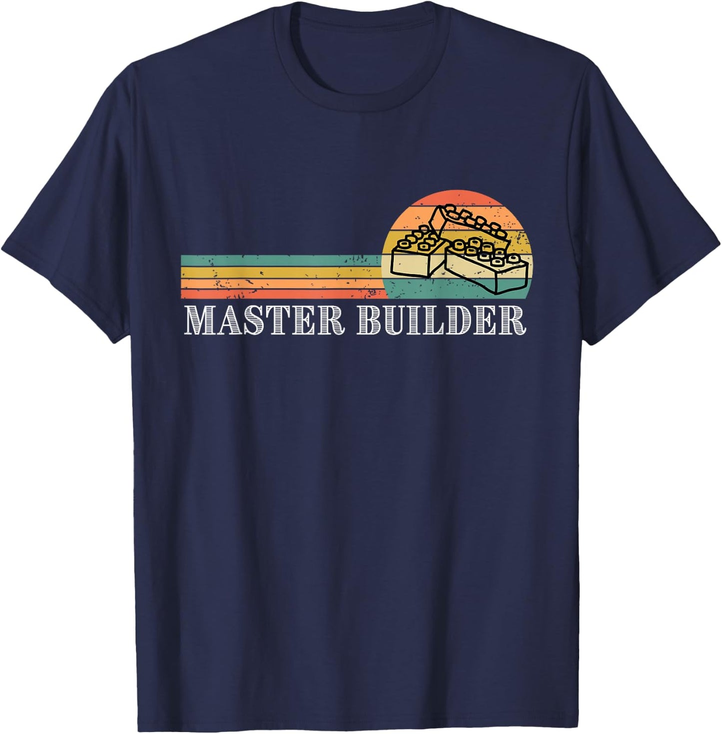 Master Builder - Block Building Kids & Adults Birthday Gift Small T-Shirt - T-Shirt | Navy