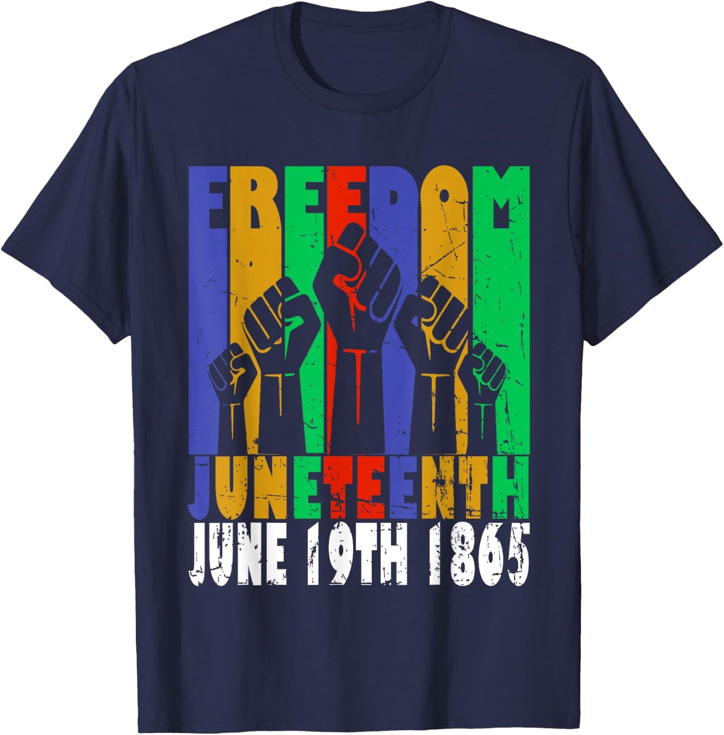 Vintage Black Freedom Day Juneteenth June 19th 1865 T-Shirt - T-Shirt | Navy