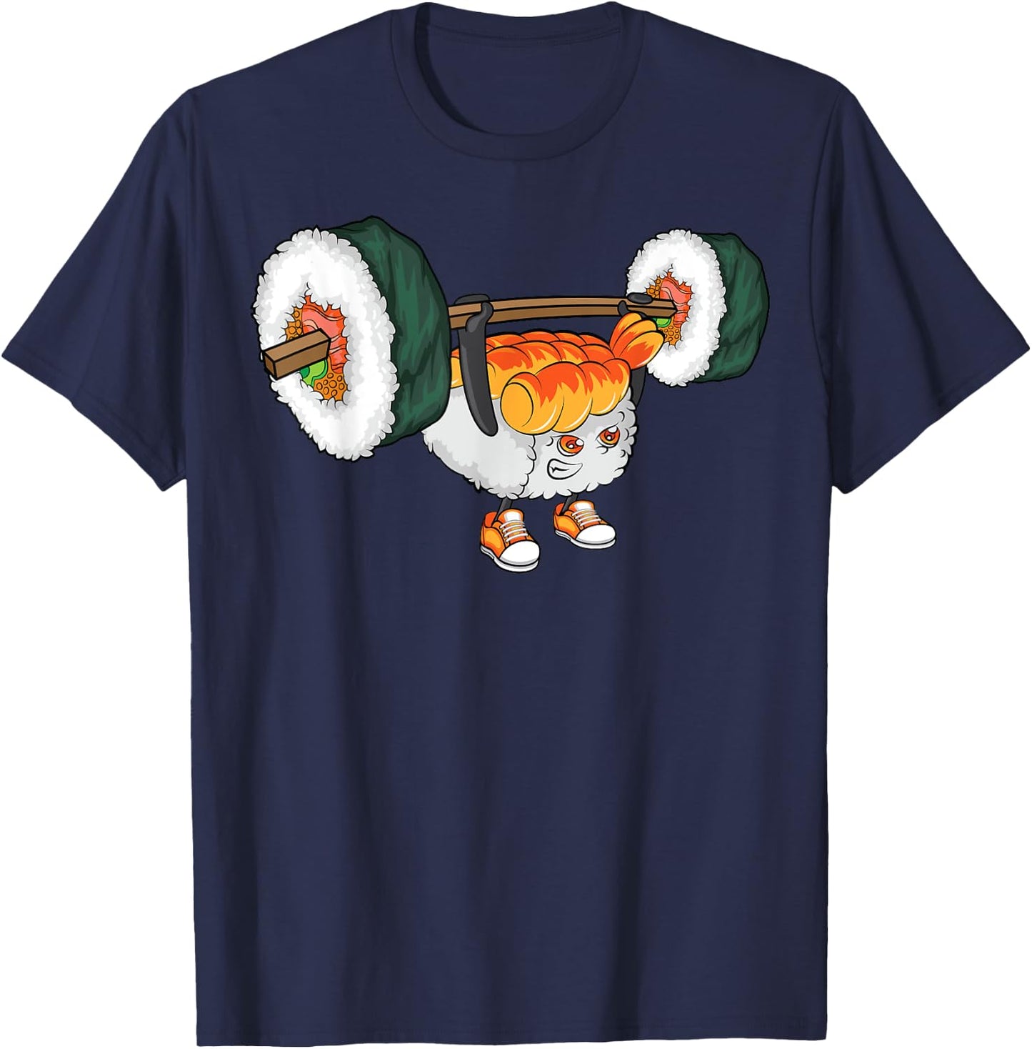 Funny Sushi Weight Lifting Japanese Food Gym Gift T-Shirt - T-Shirt | Navy