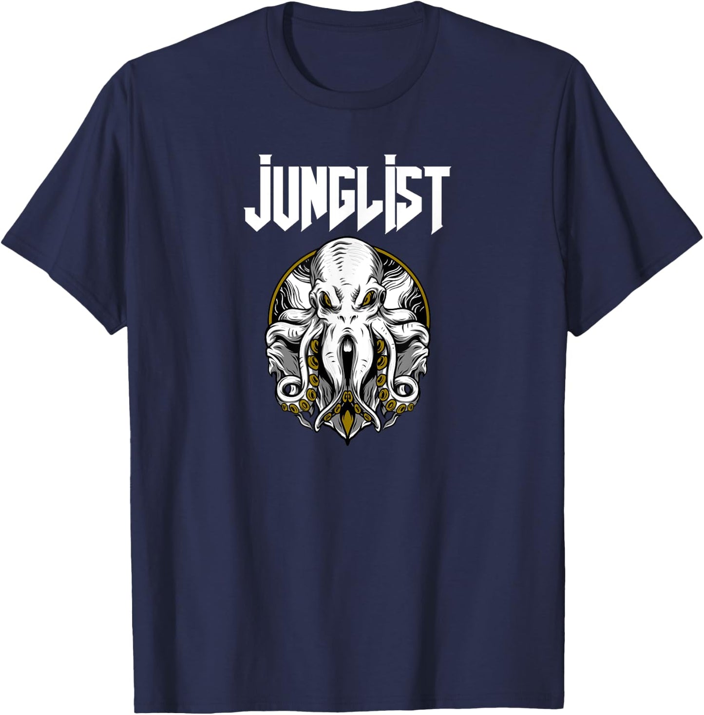 Junglist Octopus DnB Rave Drum and Bass Squid T-Shirt - T-Shirt | Navy