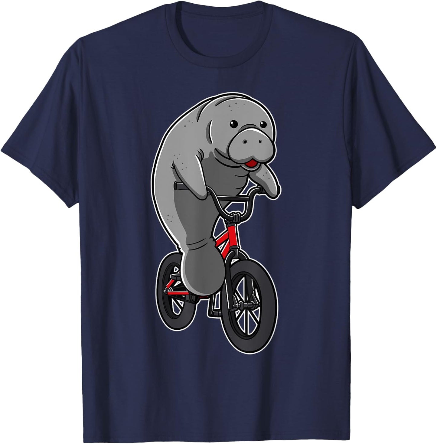 Manatees Sea Cows Dugong Biker Cyclist Floaty Potatoes Gift T-Shirt - T-Shirt | Navy