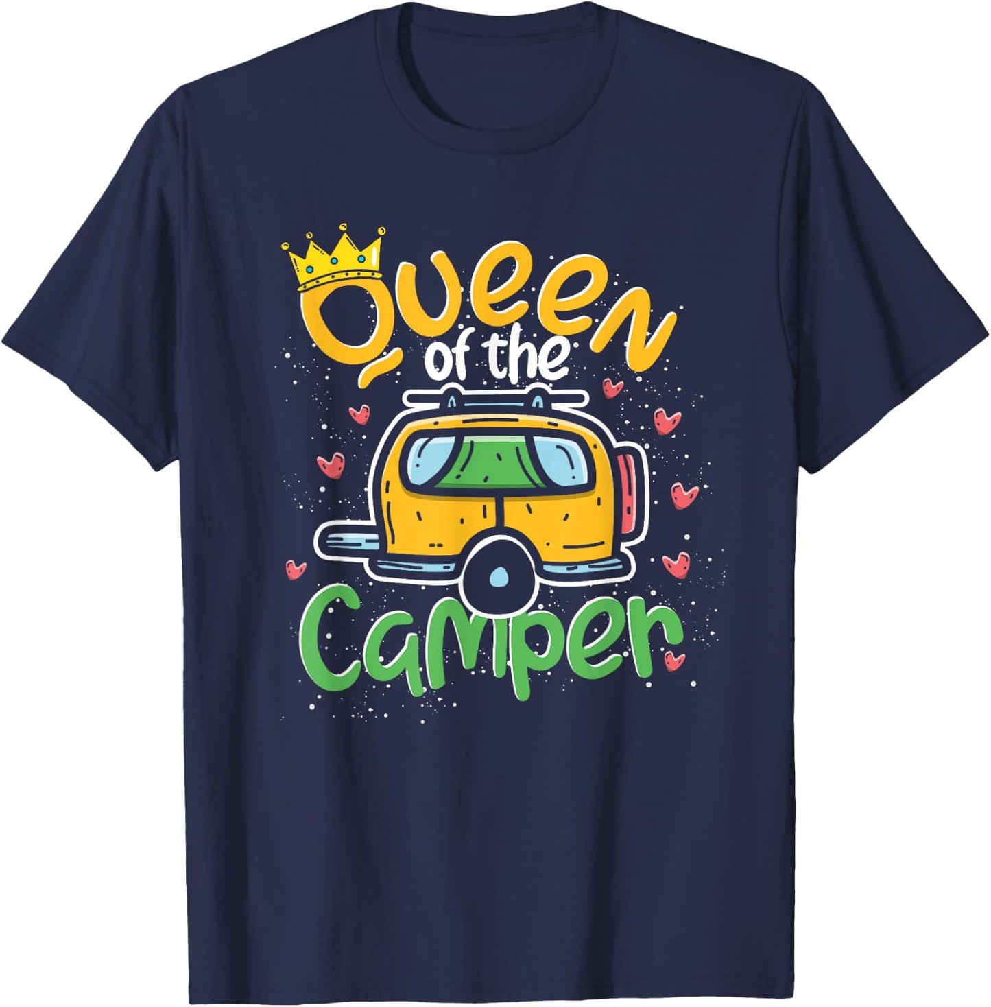 Outdoor Camping Caravan Queen Camper Motorhome Camping T-Shirt - T-Shirt | Navy