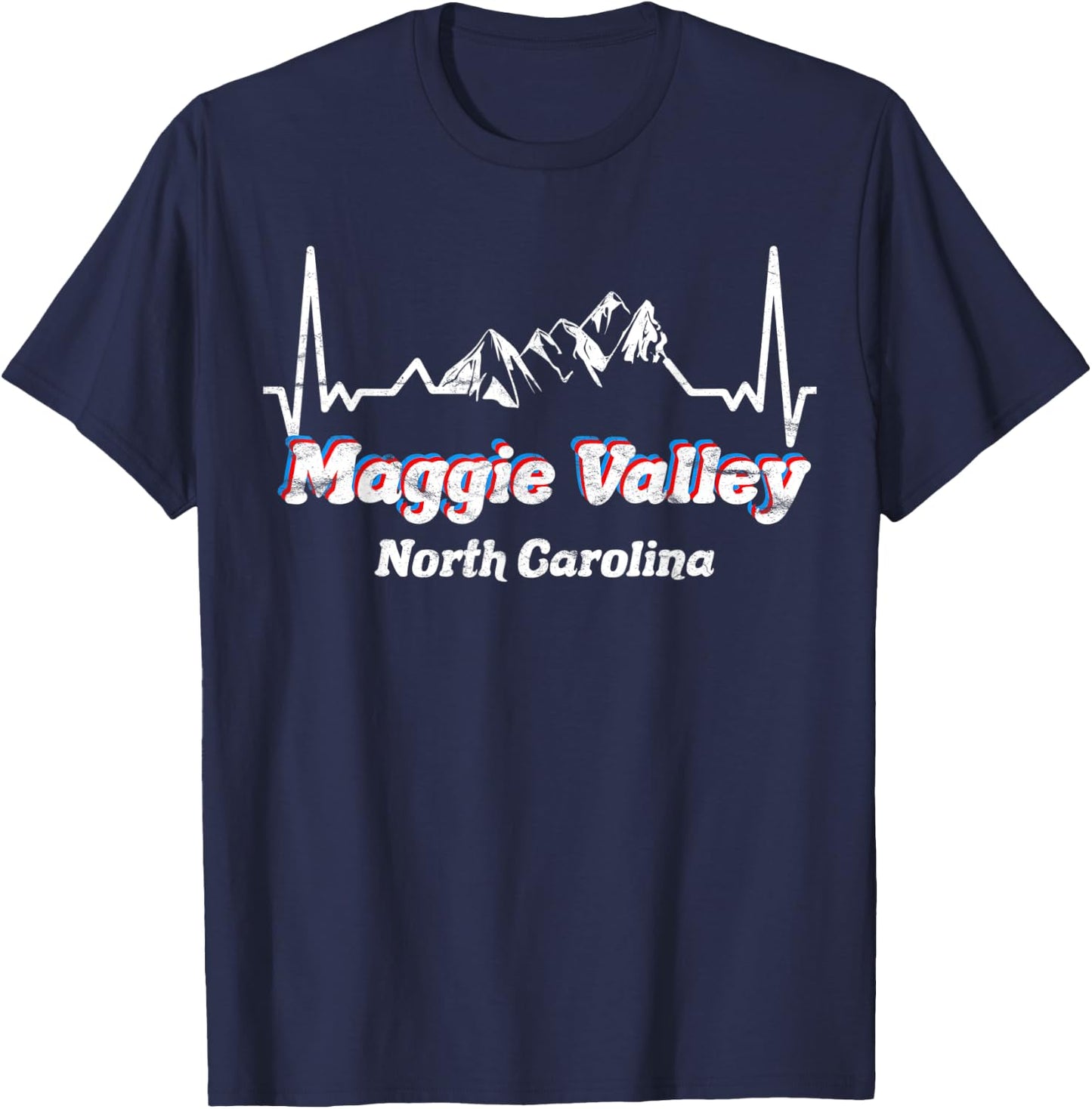 Maggie Valley, North Carolina Blue Ridge Mountains Retro T-Shirt - T-Shirt | Navy