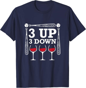 3 Up Three Down Wine Baseball T-Shirt - T-Shirt | Navy