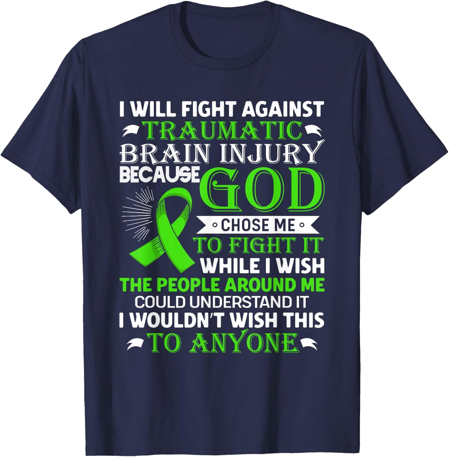 Traumatic Brain Injury Awareness TBI Warrior Awareness T-Shirt - T-Shirt | Navy