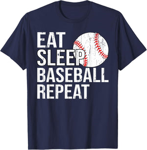 Eat Sleep Baseball Repeat Gifts Women Fathers Day T-Shirt - T-Shirt | Navy