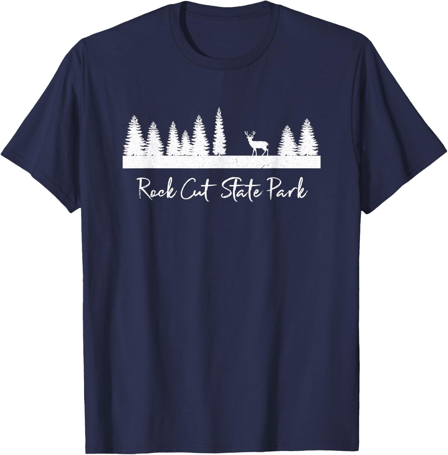 Rock Cut State Park Deer Camping Hiking Rustic Campround T-Shirt - T-Shirt | Navy