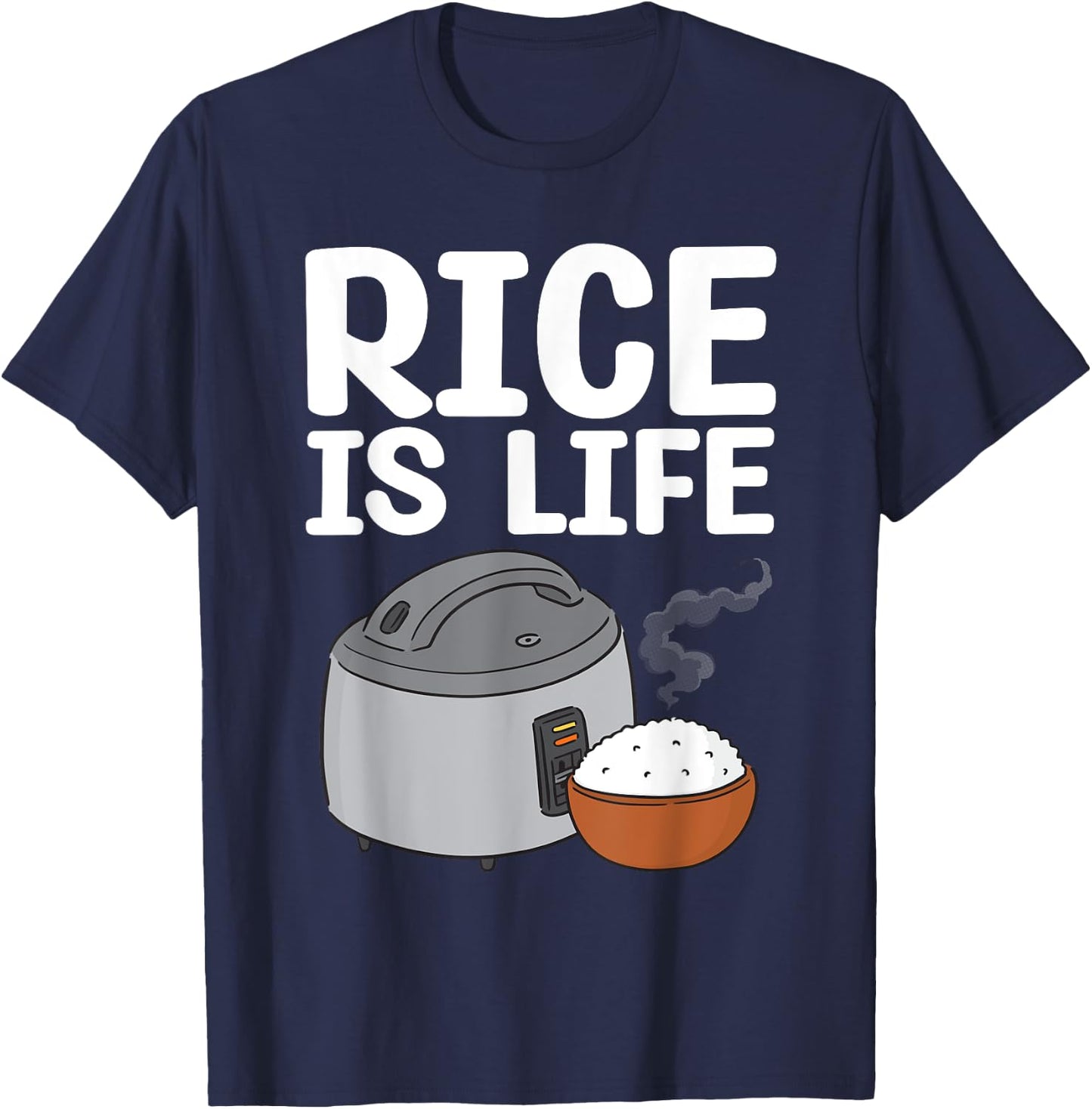 Cool Rice Design Women White Food Cooker Rice Lover T-Shirt - T-Shirt | Navy
