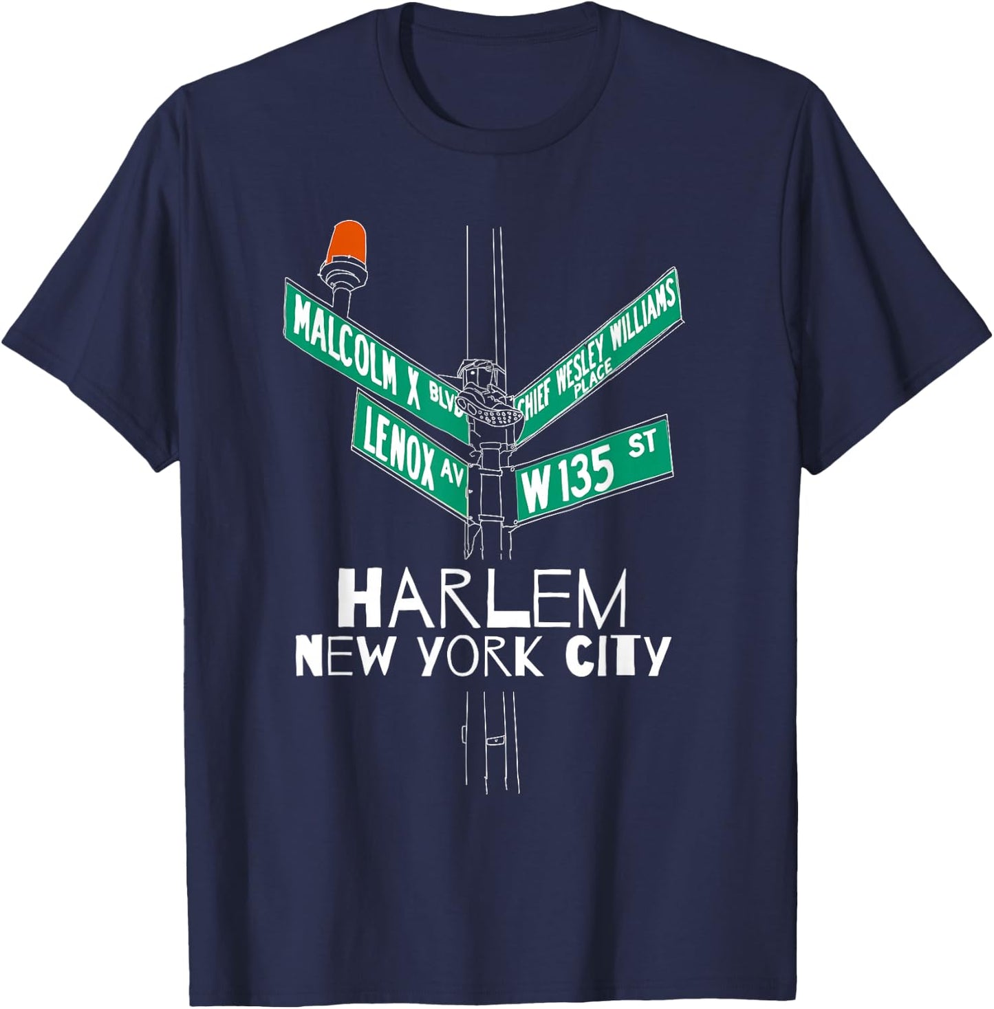 Harlem New York City Street Sign T-Shirt - T-Shirt | Navy