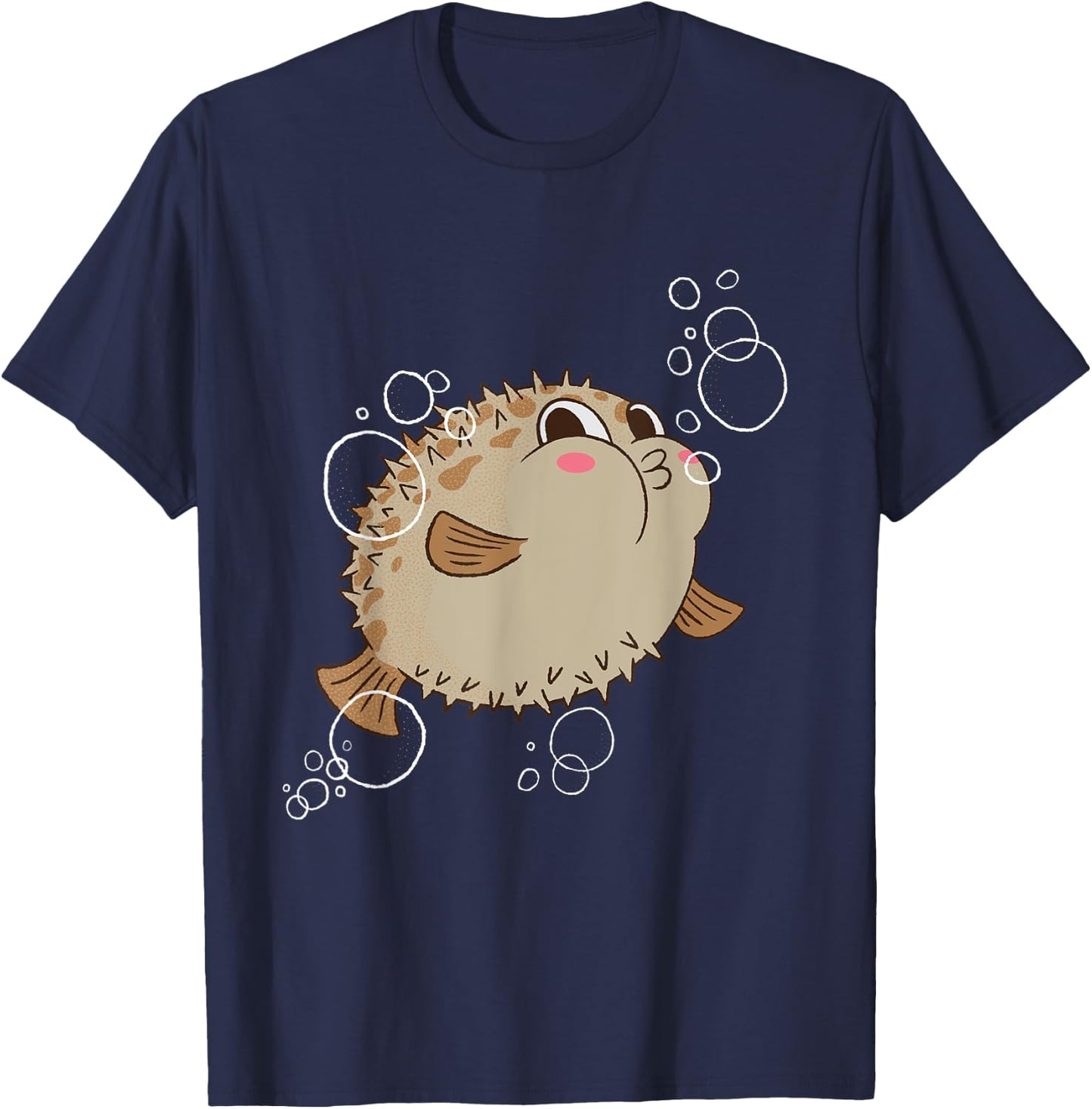 Puffer Fish Blowfish Bubbles T-Shirt - T-Shirt | Navy