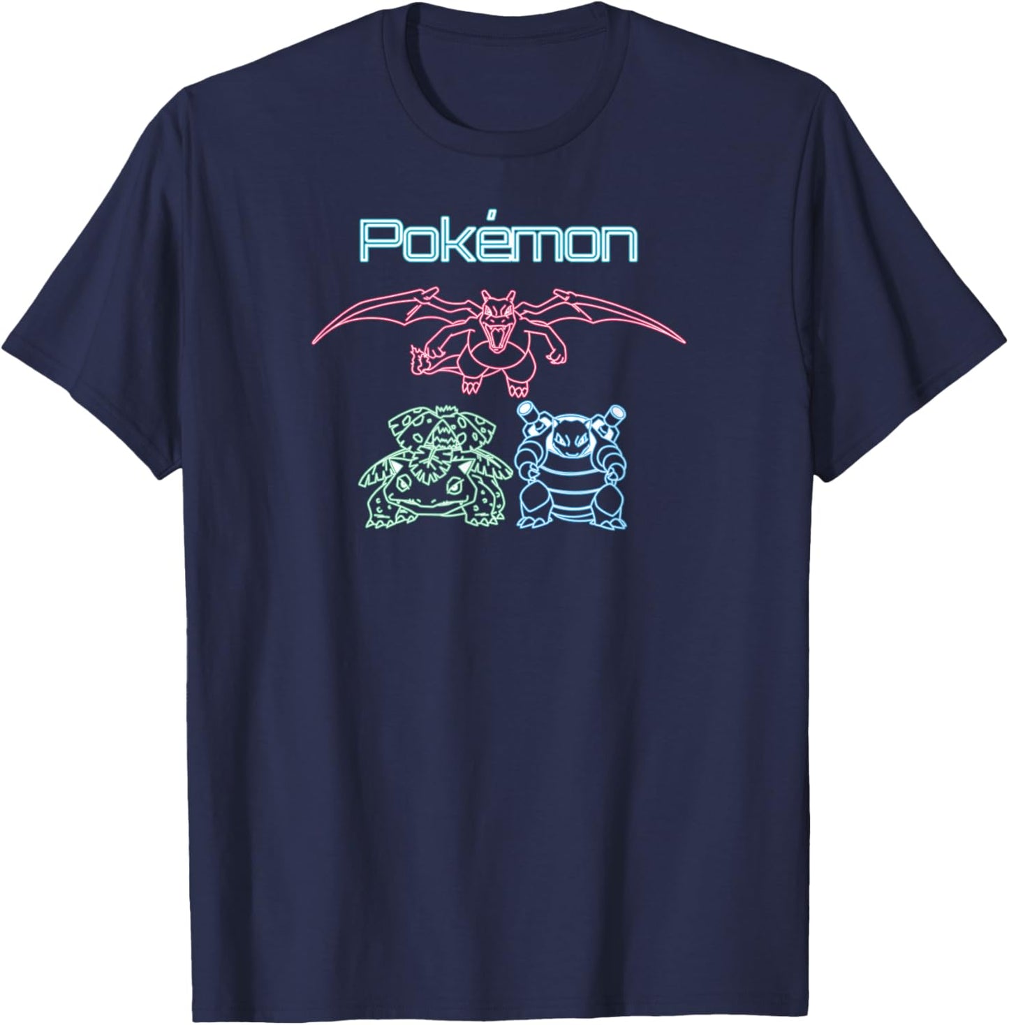 Pokémon - Charizard Blastoise Venusaur Kanto Gen 1 Starters T-Shirt - T-Shirt | Navy