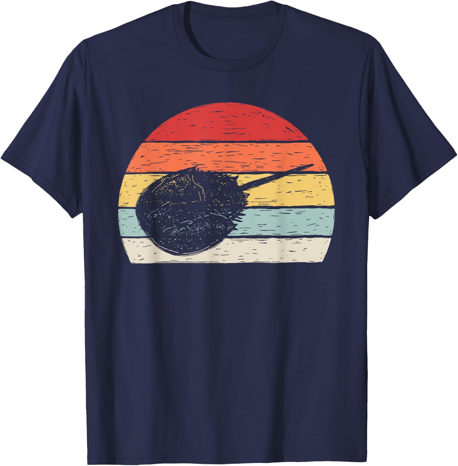 Vintage Retro Horseshoe Crab T-Shirt - T-Shirt | Navy