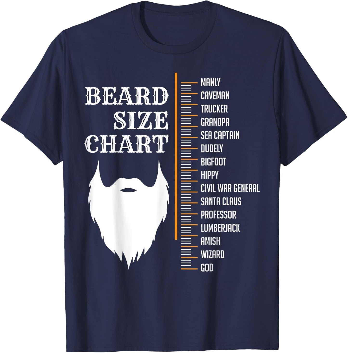 Beard Measurement Chart Shirt, Beard Length Growth Chart T-Shirt - T-Shirt | Navy