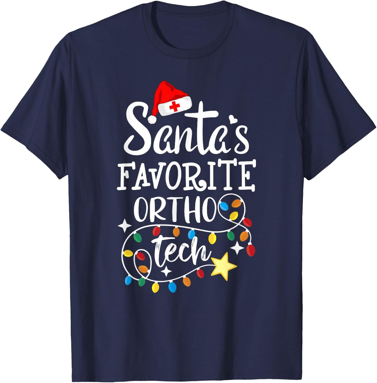 Christmas Orthopedic Technician Santa's Favorite Ortho Tech T-Shirt - T-Shirt | Navy