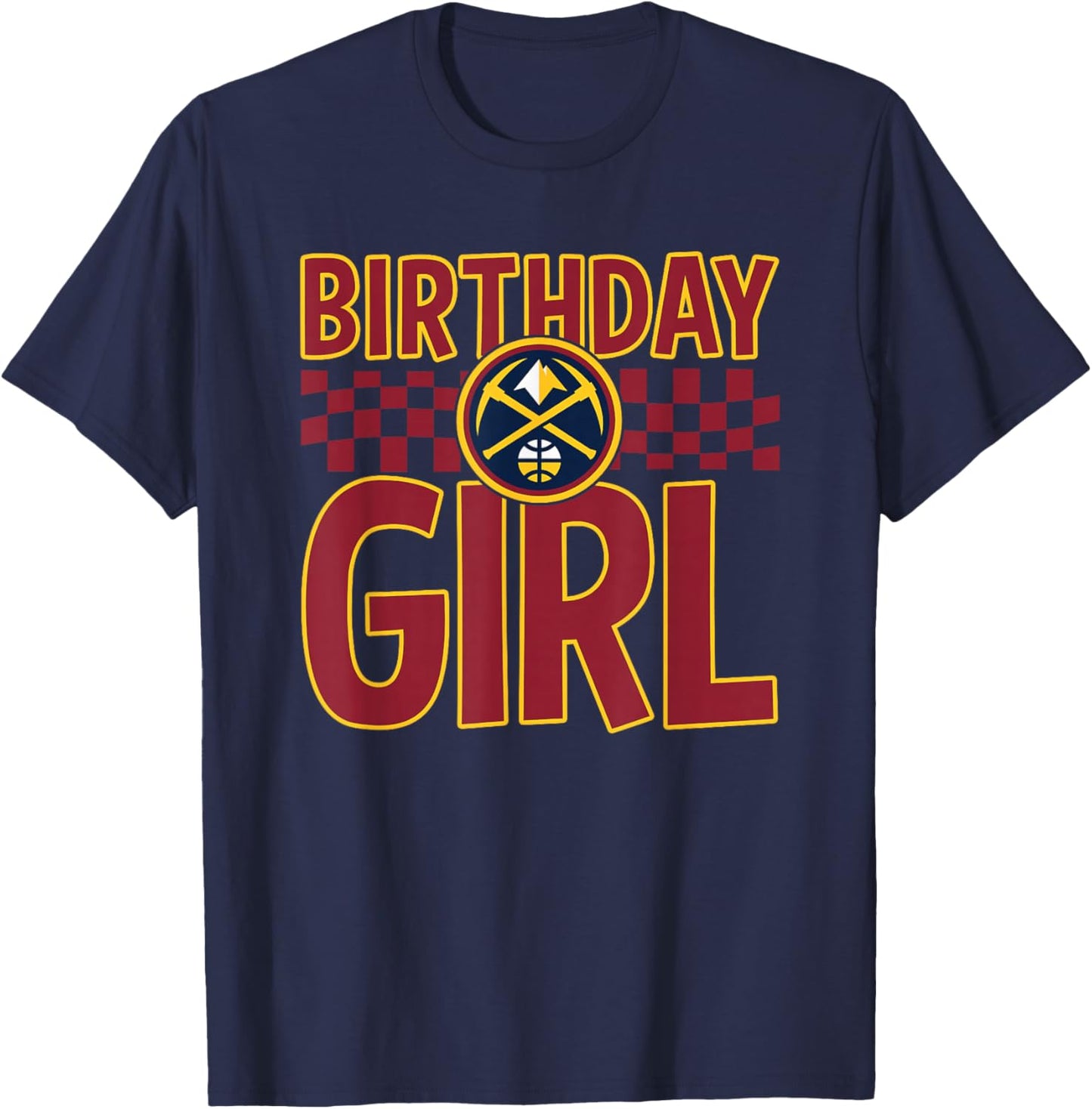 NBA Denver Nuggets Birthday Girl Checkered Logo T-Shirt - T-Shirt | Navy