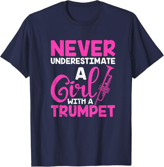 Trumpet Girl Funny Trumpet Player Marching Band Gift T-Shirt - T-Shirt | Navy