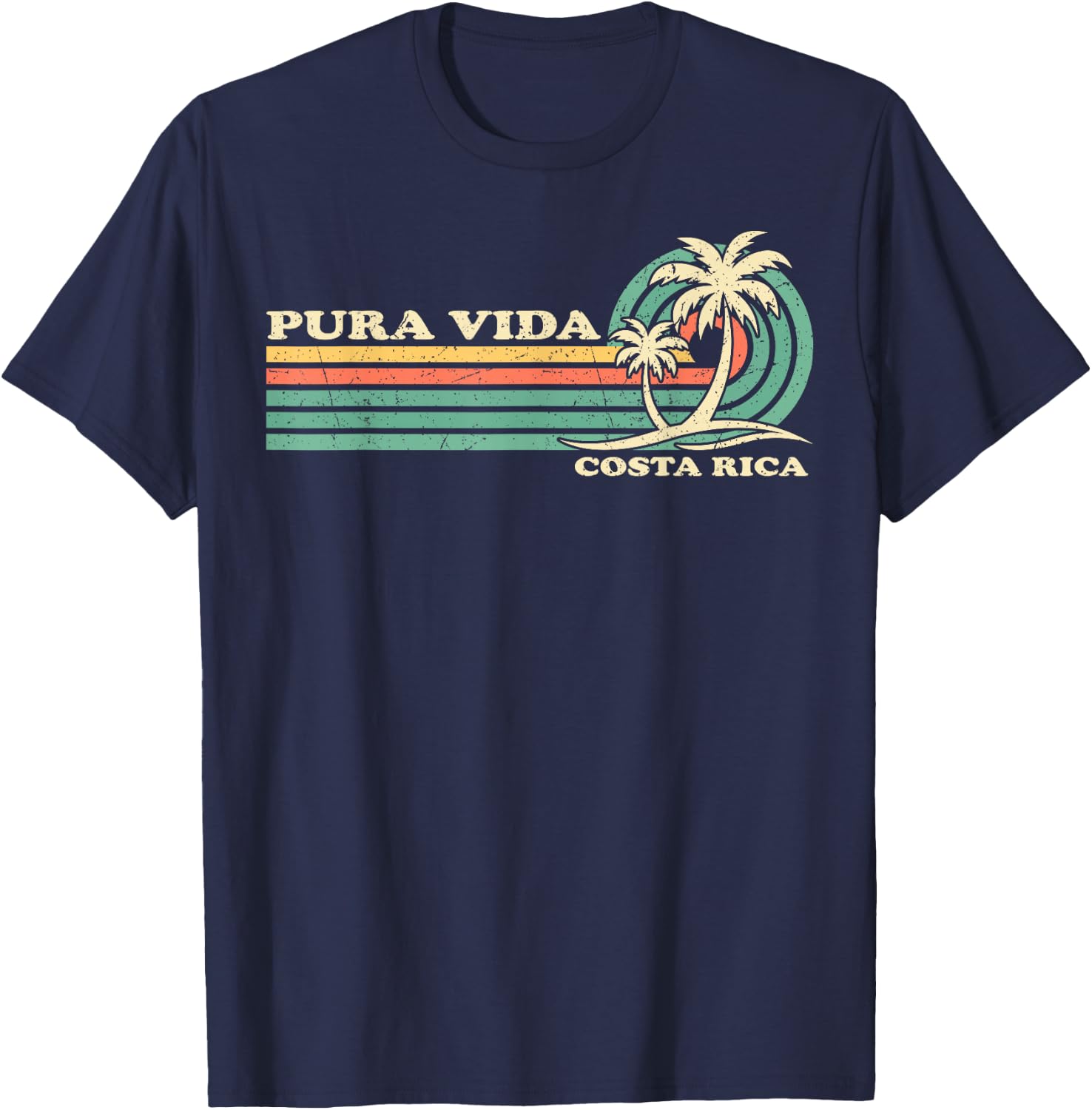 Retro Vintage Family Vacation Costa Rica Pura Vida Beach T-Shirt - T-Shirt | Navy
