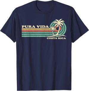 Retro Vintage Family Vacation Costa Rica Pura Vida Beach T-Shirt - T-Shirt | Navy