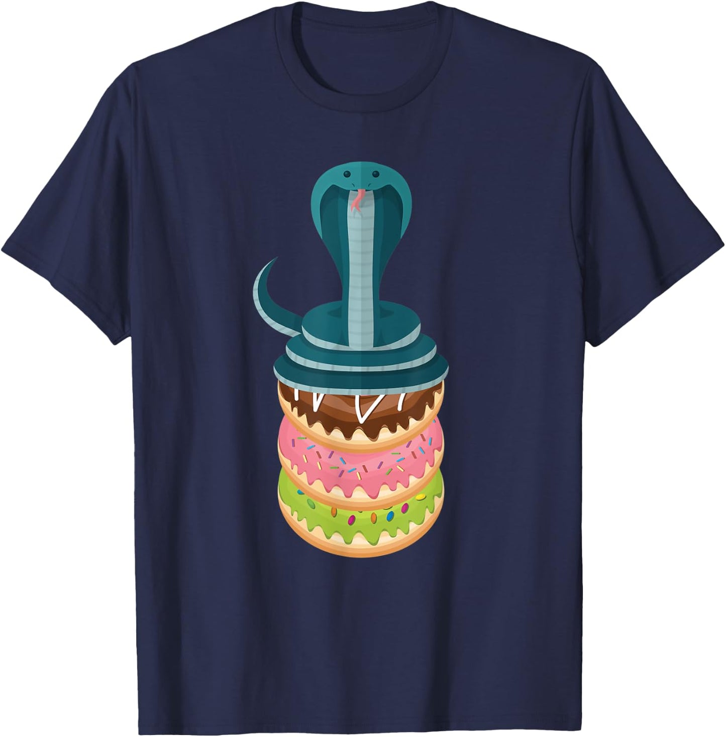 Snake Donut Cake Funny Snake T-Shirt - T-Shirt | Navy