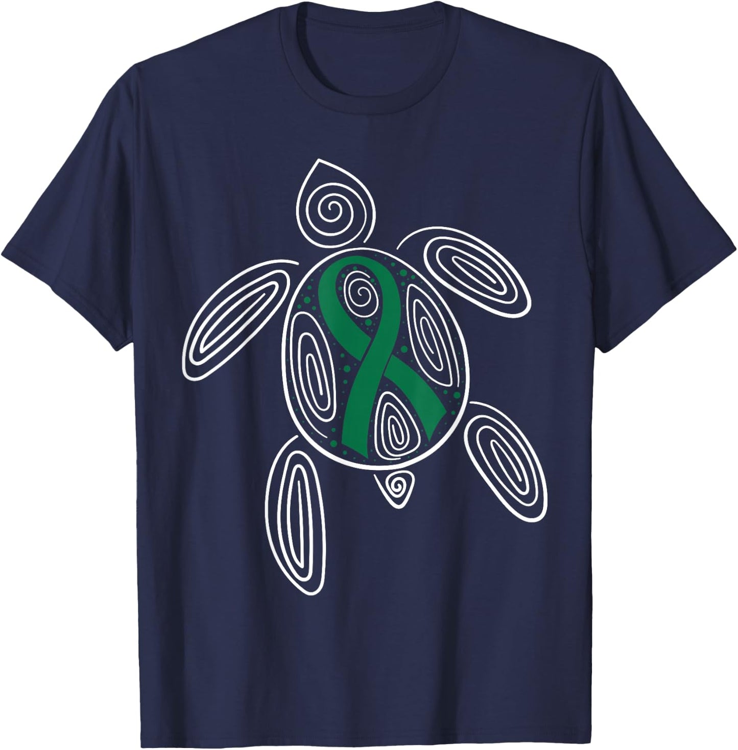 Liver Cancer Awareness Primary Hepatic Green Ribbon Jaundice T-Shirt - T-Shirt | Navy