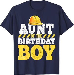 Aunt of the Birthday Boy Construction Birthday Party T-Shirt - T-Shirt | Navy