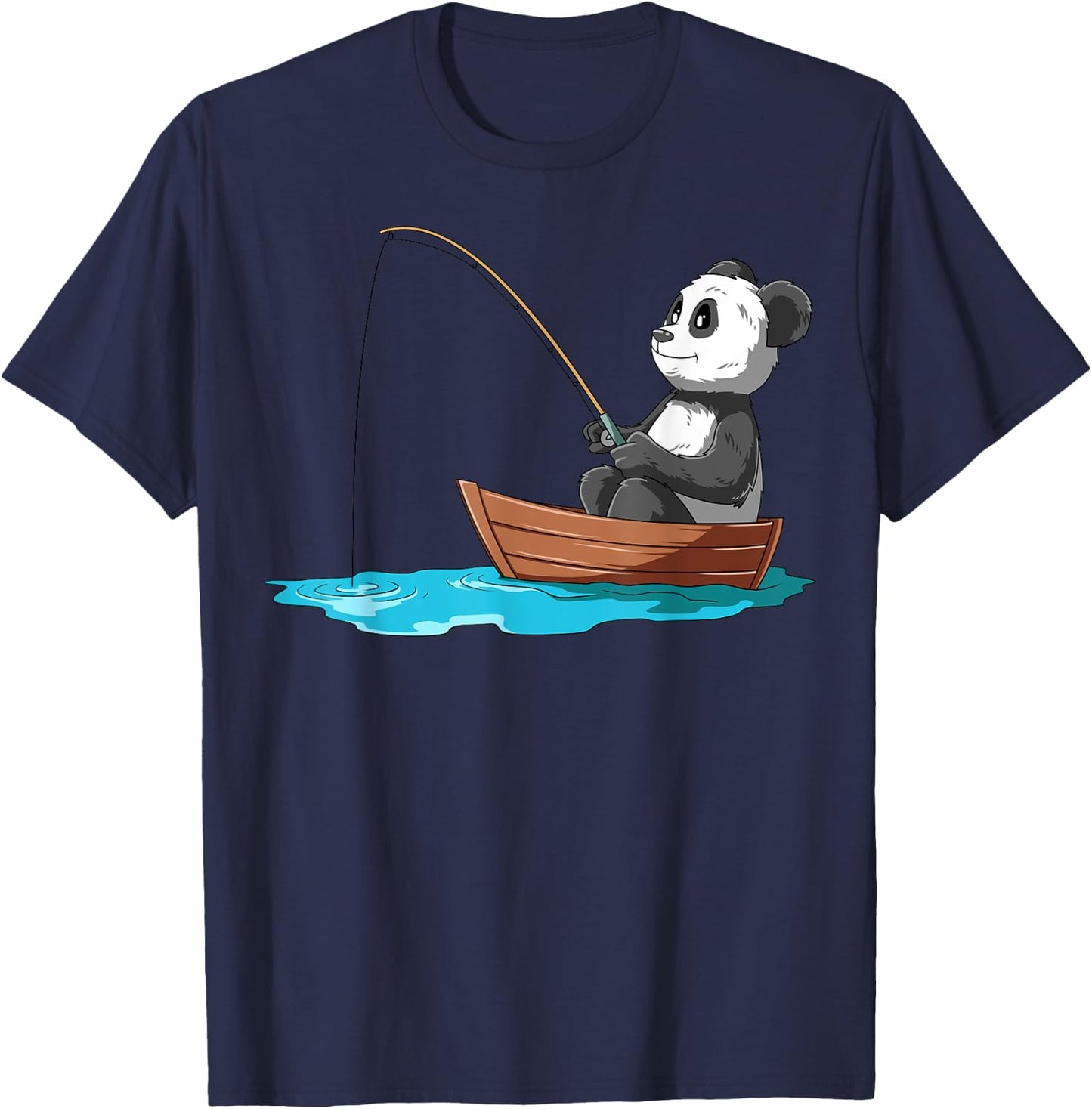 Panda Fishing Panda Fisherman Boat Fishing Lovers T-Shirt - T-Shirt | Navy