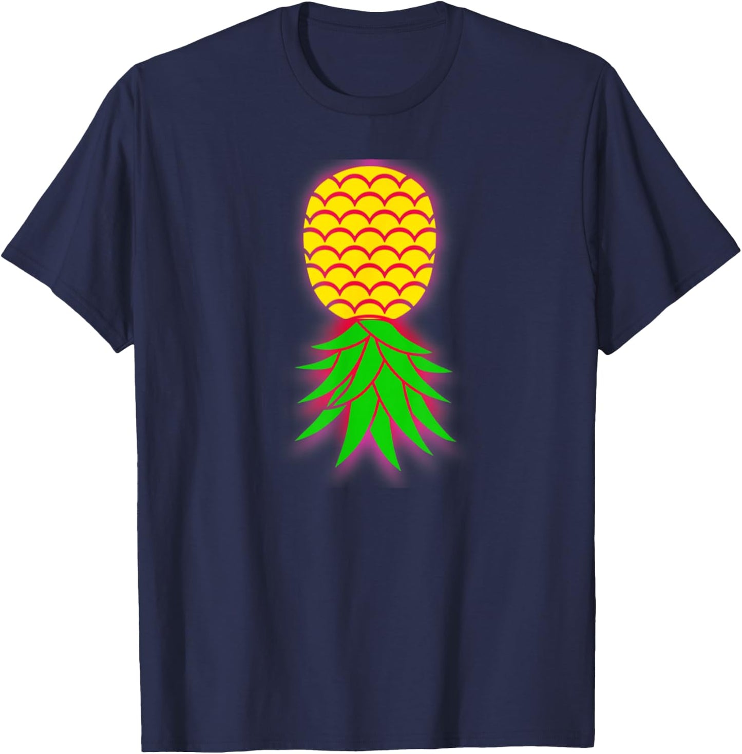 Glowing upside down pineapple swinger life Design T-Shirt - T-Shirt | Navy