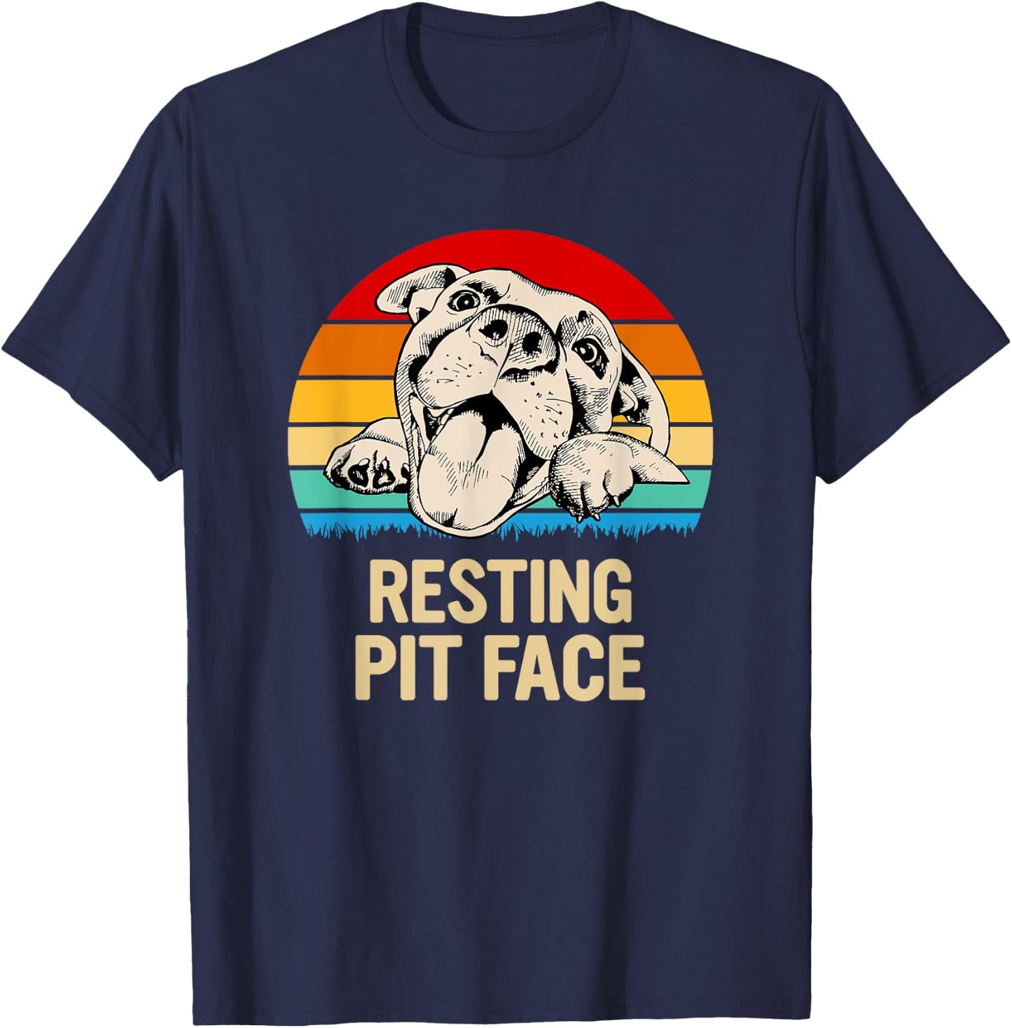 The Loyal Dog Apparel Co Resting Pit Face -Adults, Kids Black Small T-Shirt - T-Shirt | Navy