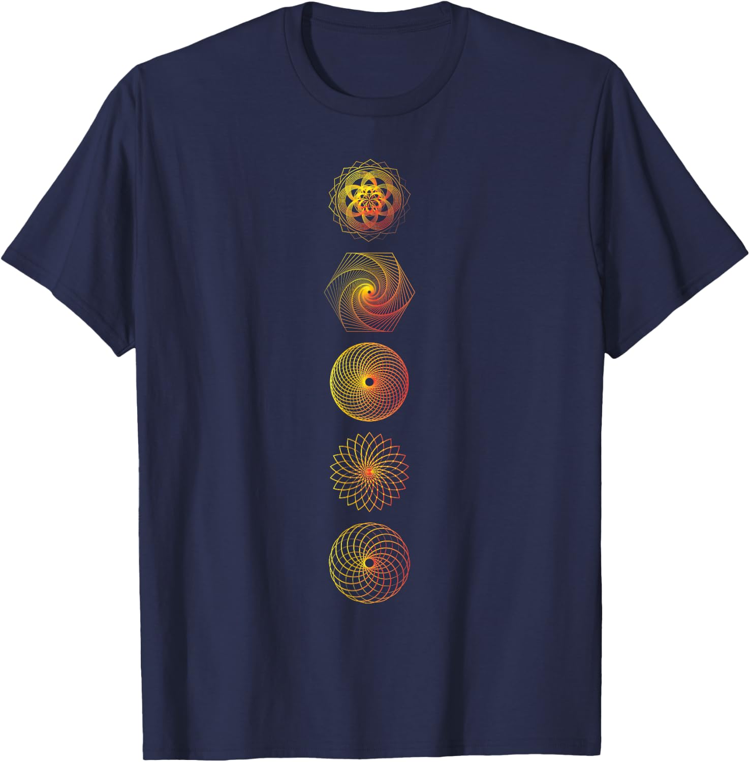 Sacred Geometry Esoteric Symbols Men's Black Yoga Modern Geometric T-Shirt - T-Shirt | Navy