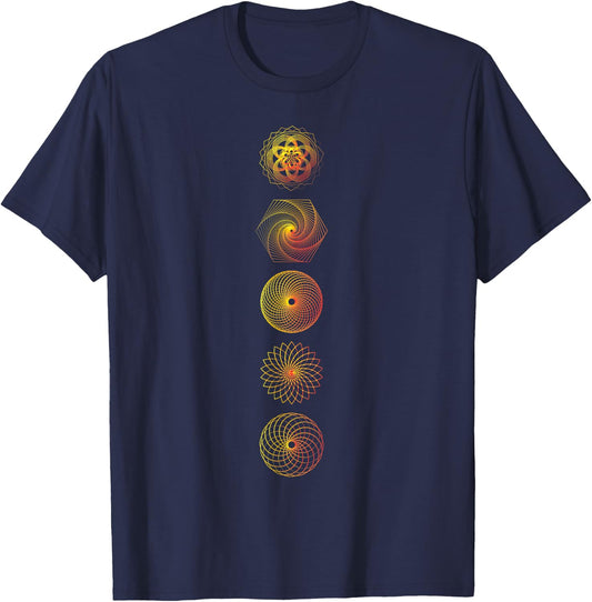 Sacred Geometry Esoteric Symbols Men's Black Yoga Modern Geometric T-Shirt - T-Shirt | Navy