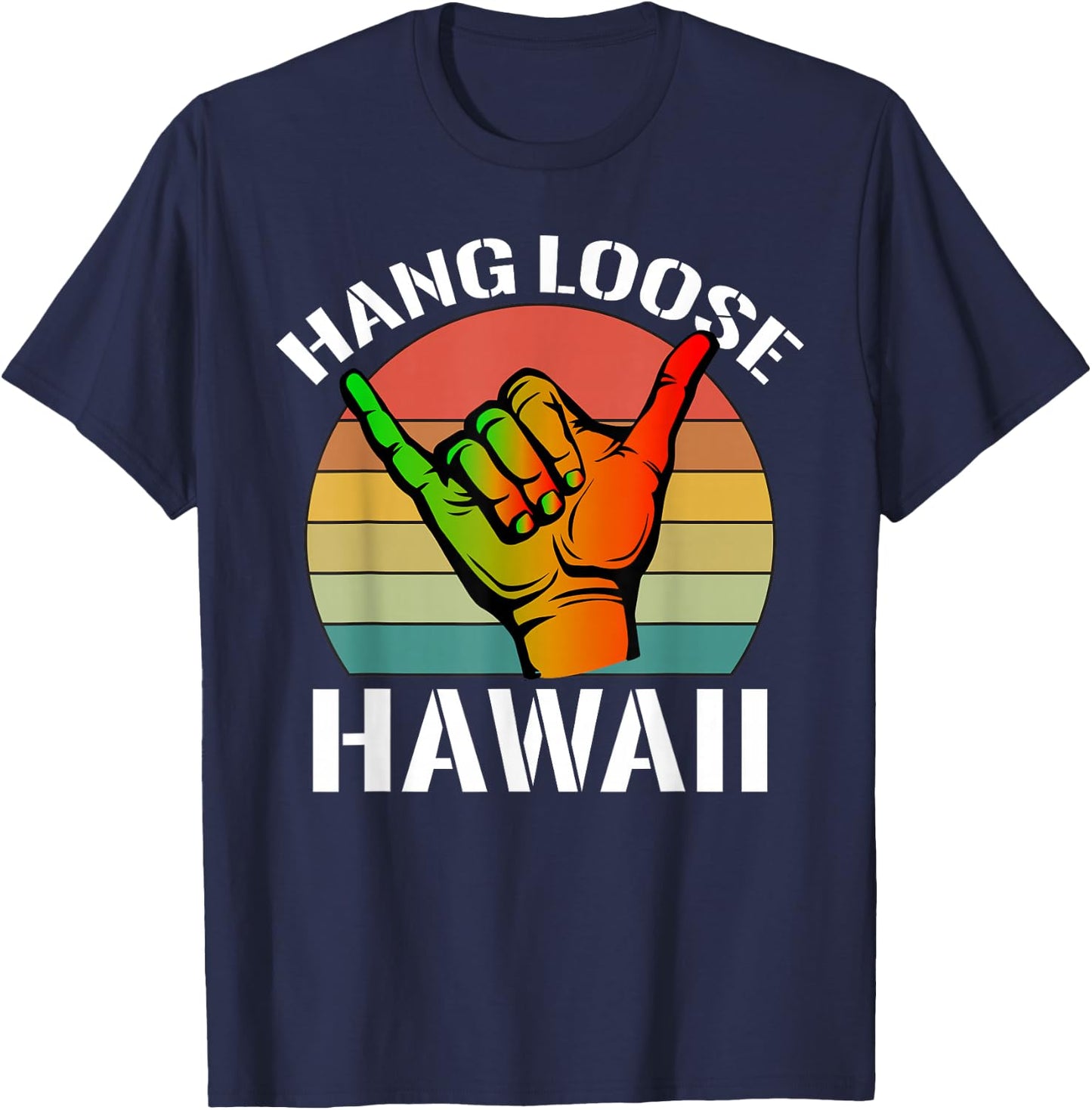 Vintage-Hang Loose hawaii-Shaka Hand sunset funny saying T-Shirt - T-Shirt | Navy