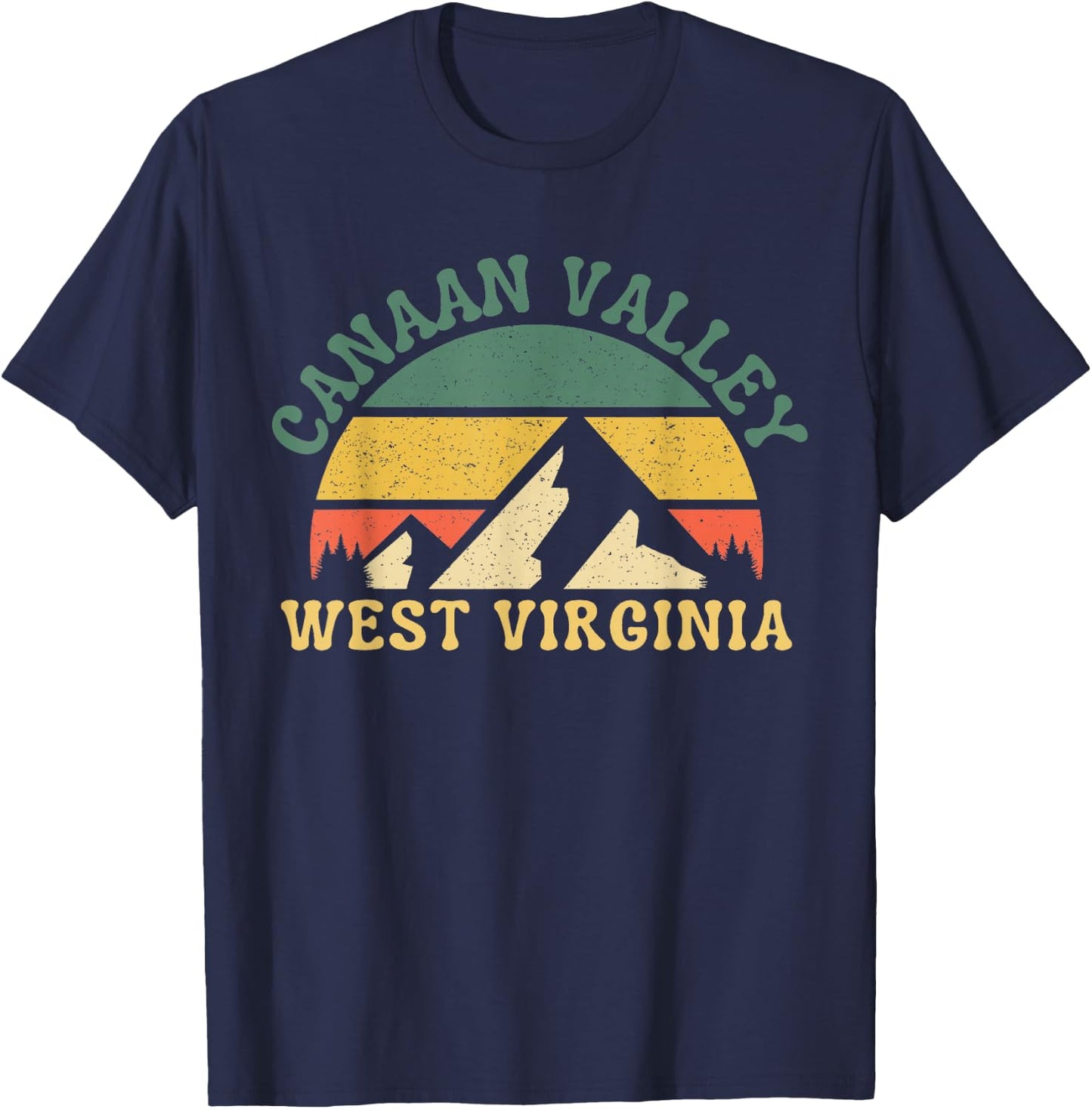 Canaan Valley West Virginia Mountain Retro Sunset Vintage T-Shirt - T-Shirt | Navy