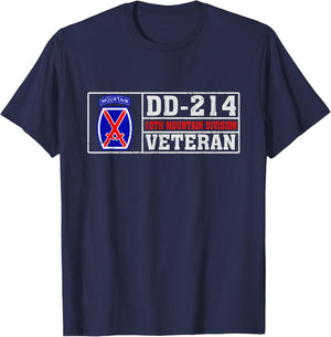 Proud 10th Mountain Division Veteran US Infantry Military T-Shirt - T-Shirt | Navy