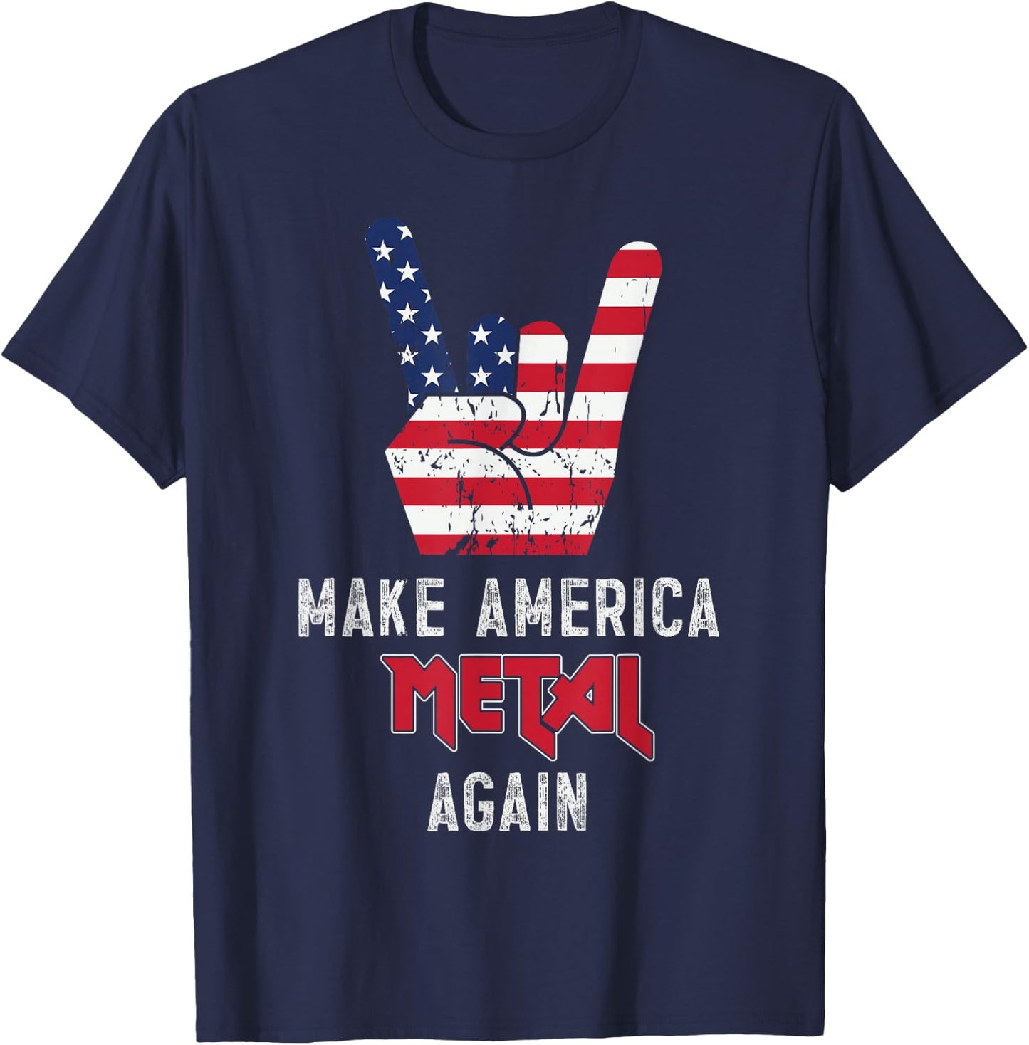 Heavy Metal Rock Music USA Make America Metal Again T-Shirt - T-Shirt | Navy