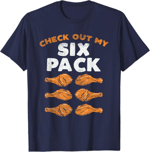 Check Out My Six Pack Funny Fried Chicken T-Shirt - T-Shirt | Navy