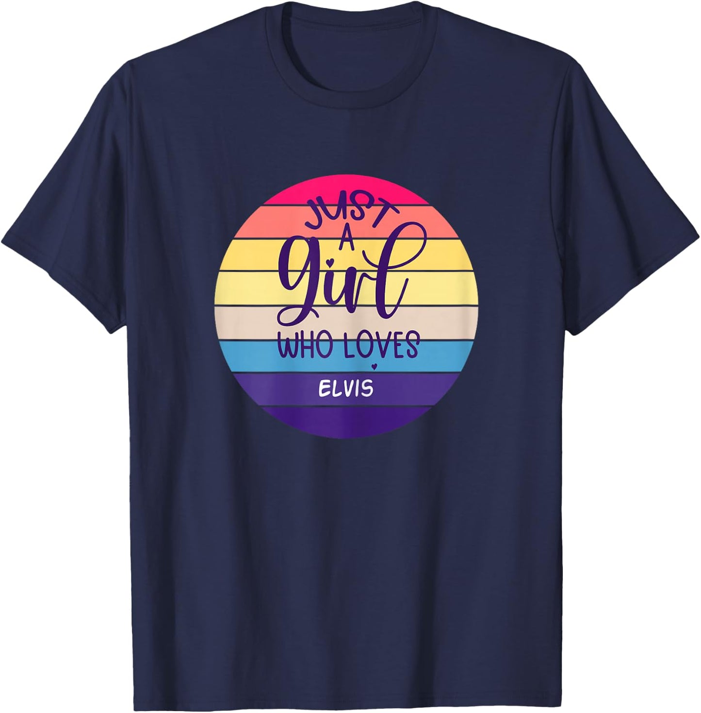 Vintage Just A Girl Loves Elvis T-Shirt - T-Shirt | Navy