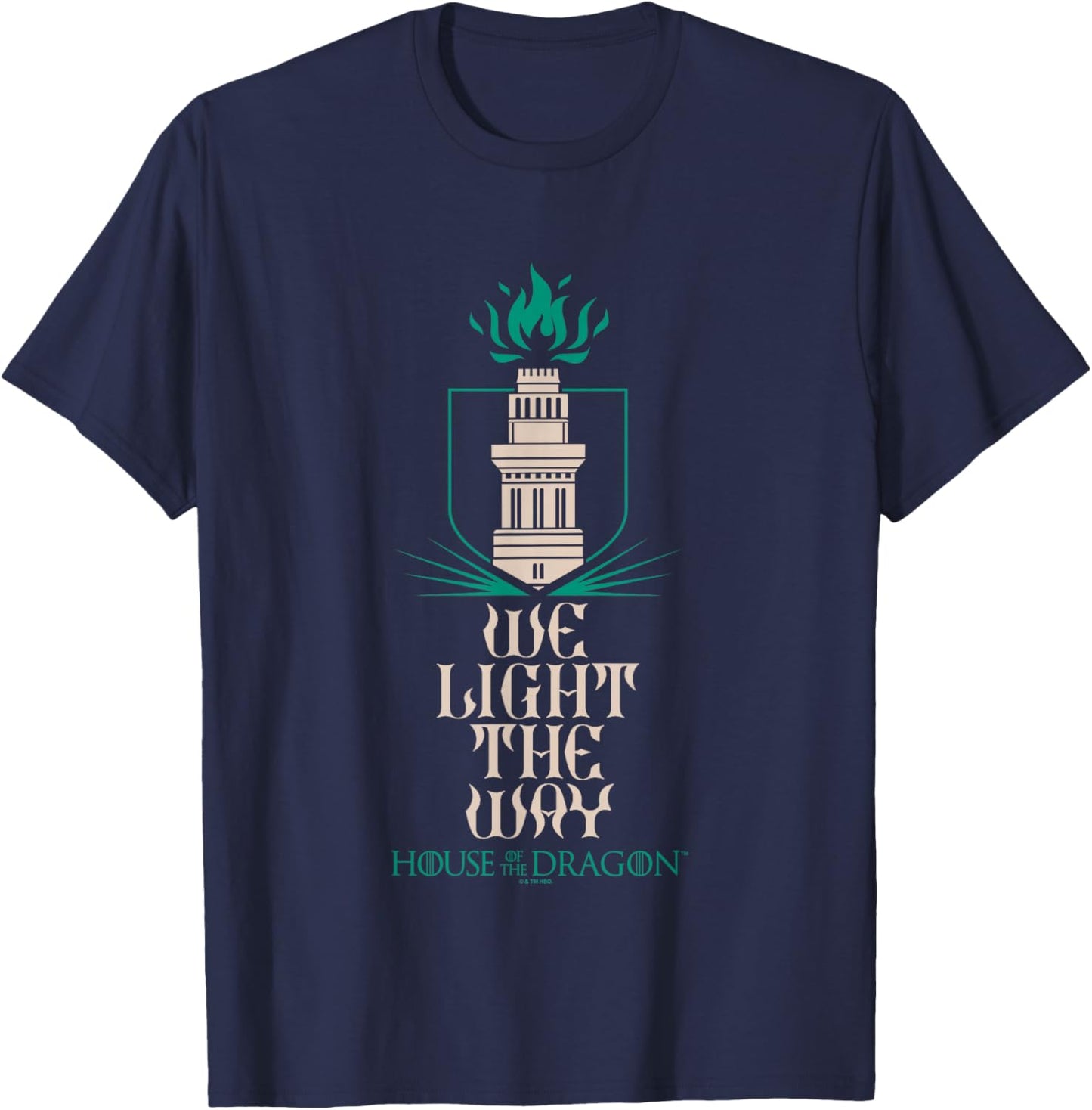 House of the Dragon Hightower We Light The Way Chest Logo T-Shirt - T-Shirt | Navy